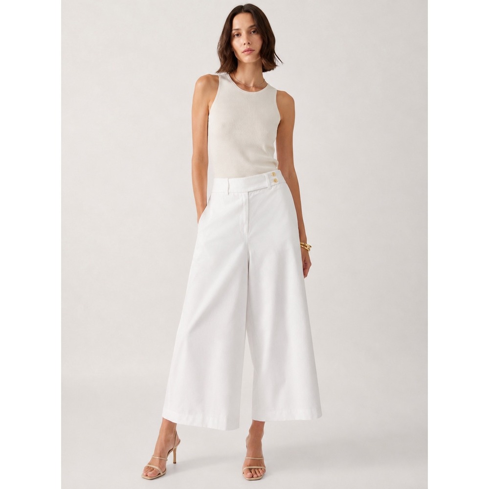 PT01 Pantaloni Torino JUDY Linen Blend Wide Leg Culotte Pants IT 40